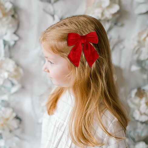 Velvet Hair Bows with Alligator Clips,2PCS Soft Ponytail Knot Bows with Alligator Clips for Toddlers and Little Girls (Red) in Saudi Arabia