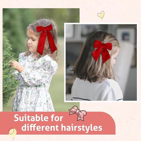Velvet Hair Bows with Alligator Clips,2PCS Soft Ponytail Knot Bows with Alligator Clips for Toddlers and Little Girls (Red) in Saudi Arabia