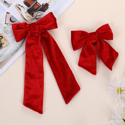 Velvet Hair Bows with Alligator Clips,2PCS Soft Ponytail Knot Bows with Alligator Clips for Toddlers and Little Girls (Red) in Saudi Arabia
