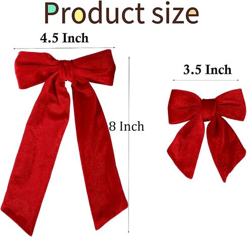 Velvet Hair Bows with Alligator Clips,2PCS Soft Ponytail Knot Bows with Alligator Clips for Toddlers and Little Girls (Red) in Saudi Arabia