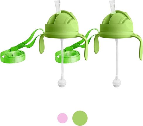 Botabee 3-in-1 Weighted Straw Sippy Cup Conversion Kit for Comotomo Baby Bottles | Compatible with Comotomo 5 Ounce & 8 Ounce Bottles | Versatile Leak-Proof Lid | Easy to Clean - Green (2 Pack) in Saudi Arabia