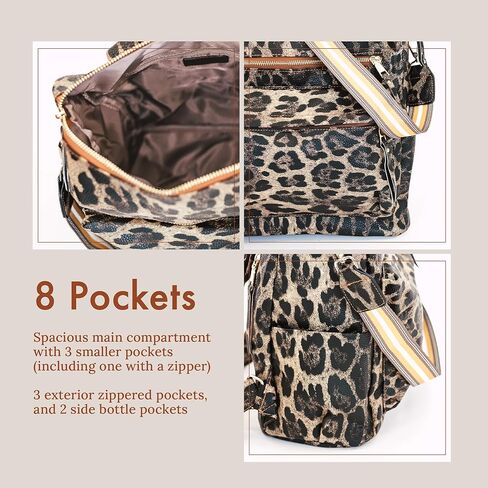 حقيبة ظهر عصرية + أنيقة للنساء - حقيبة بريل قابلة للتحويل، تستخدم كحقيبة حفاضات، أو حقيبة كتف، أو حقيبة ظهر نسائية، مصنوعة من جلد نباتي مع حزام قابل للإزالة وجيوب خارجية/داخلية (جملي) in Kuwait