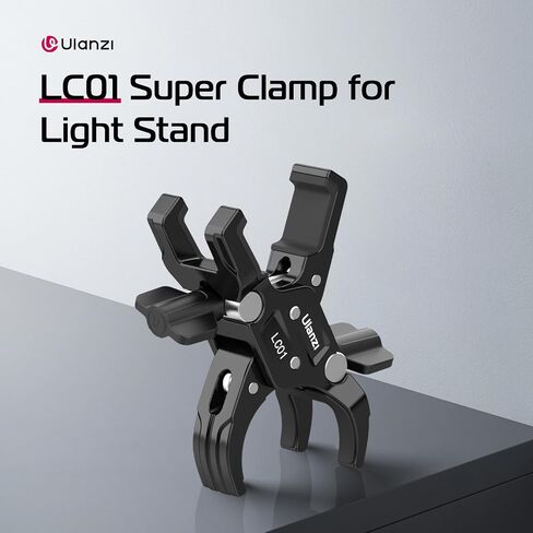 ULANZI Super Clamp Mount for Light Stand Double Camera Clamp Mount Monitor Magic Arm Adapter Thread for Photo Studio Light Stand, Photography Reflector, Photo Boom Stand, Cross Bars in Saudi Arabia