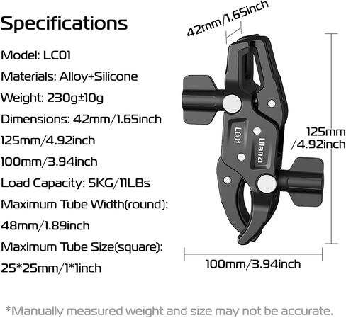 ULANZI Super Clamp Mount for Light Stand Double Camera Clamp Mount Monitor Magic Arm Adapter Thread for Photo Studio Light Stand, Photography Reflector, Photo Boom Stand, Cross Bars in Saudi Arabia