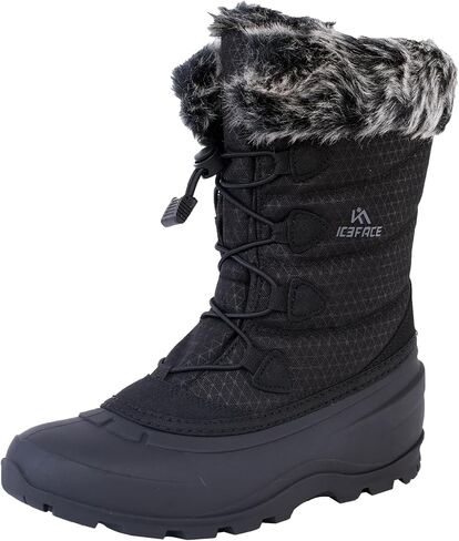 ICEFACE Waterproof Snow Boot Women with Quilted Nylon Fabric and Plush Lining for Ultimate Warmth and Comfort Stylish and Functional Winter Footwear Perfect for Snowy Days and Cold Weather Activitie in Saudi Arabia