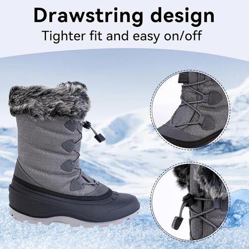 حذاء الثلج المقاوم للماء من ICEFACE للنساء مع نسيج نايلون مبطن وبطانة قطيفة لتوفير الدفء والراحة في نهاية المطاف، حذاء شتوي أنيق وعملي مثالي للأيام الثلجية وأنشطة الطقس البارد in Kuwait