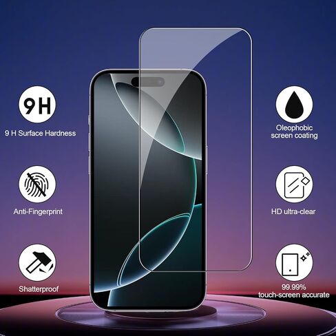 [2+2 Pack Privacy Screen Protector for iPhone 16 with Camera Lens Protector, 6.1 Inch Tempered Full Screen Glass Accessories, Anti-Spy, Bubble Free, Case Friendly in Kuwait