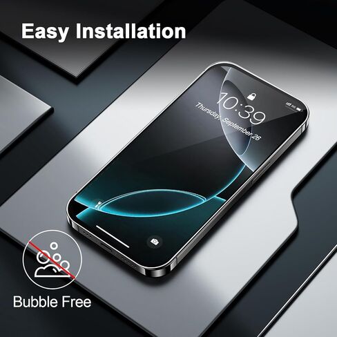 [2+2 Pack Privacy Screen Protector for iPhone 16 with Camera Lens Protector, 6.1 Inch Tempered Full Screen Glass Accessories, Anti-Spy, Bubble Free, Case Friendly in Kuwait