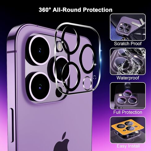 [2+2 Pack Privacy Screen Protector for iPhone 16 with Camera Lens Protector, 6.1 Inch Tempered Full Screen Glass Accessories, Anti-Spy, Bubble Free, Case Friendly in Kuwait