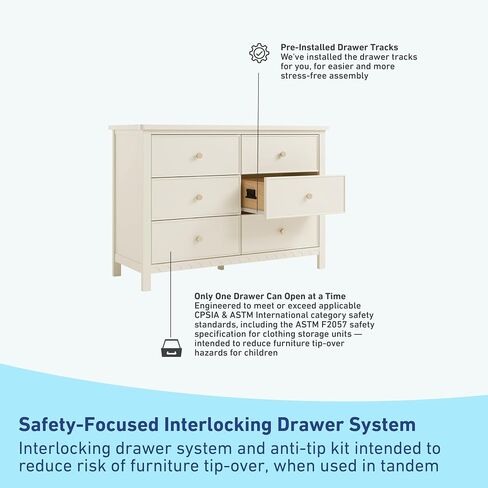 Graco Sasha 6-Drawer Dresser (Sage) – GREENGUARD Gold Certified, Dresser for Nursery Bedroom with Spacious Storage, Interlocking Drawer System, Easy Assembly with Pre-Installed Tracks in Saudi Arabia