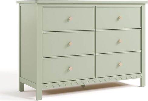 Graco Sasha 6-Drawer Dresser (Sage) – GREENGUARD Gold Certified, Dresser for Nursery Bedroom with Spacious Storage, Interlocking Drawer System, Easy Assembly with Pre-Installed Tracks in Saudi Arabia