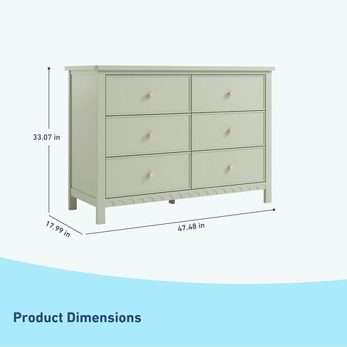 Graco Sasha 6-Drawer Dresser (Sage) – GREENGUARD Gold Certified, Dresser for Nursery Bedroom with Spacious Storage, Interlocking Drawer System, Easy Assembly with Pre-Installed Tracks in Saudi Arabia