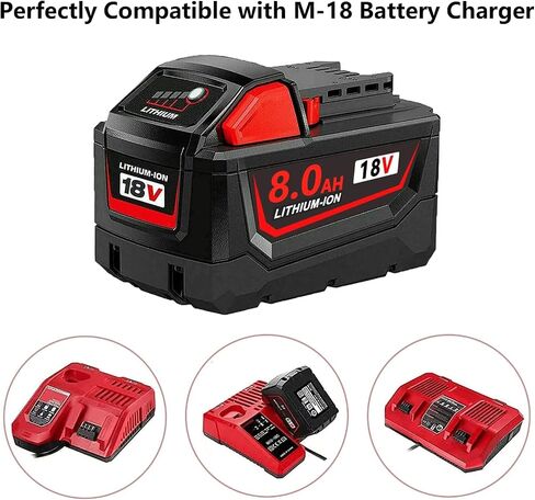 8.0Ah 18V Battery Replacement for Milw M-18 Battery Lithium 48-11-1850 48-11-1862 48-11-1840 48-11-1828 48-11-1815 Cordless Tools,2Pack (1-8000mAh) in Saudi Arabia