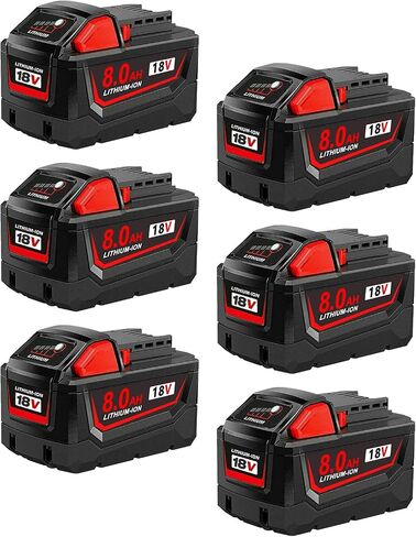 8.0Ah 18V Battery Replacement for Milw M-18 Battery Lithium 48-11-1850 48-11-1862 48-11-1840 48-11-1828 48-11-1815 Cordless Tools,2Pack (1-8000mAh) in Saudi Arabia