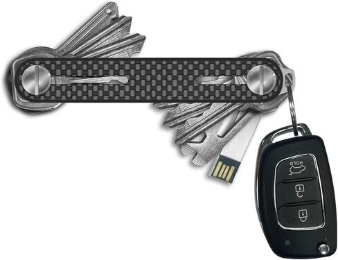 حامل سلسلة مفاتيح صغير الحجم من ايدجر، مشبك سلسلة مفاتيح اي دي سي، حافظة مفاتيح ذكية رفيعة من الياف الكربون، هدية كريسماس للرجال والنساء، يحمل 10 مفاتيح ومفتاح سيارة in Kuwait