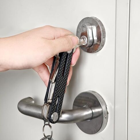 حامل سلسلة مفاتيح صغير الحجم من ايدجر، مشبك سلسلة مفاتيح اي دي سي، حافظة مفاتيح ذكية رفيعة من الياف الكربون، هدية كريسماس للرجال والنساء، يحمل 10 مفاتيح ومفتاح سيارة in Kuwait