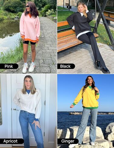 ZESICA Womens Crewneck Color Block Sweatshirts Oversized Long Sleeve Pullover Tunic Tops 2024 Fall Clothes Outfits in Saudi Arabia