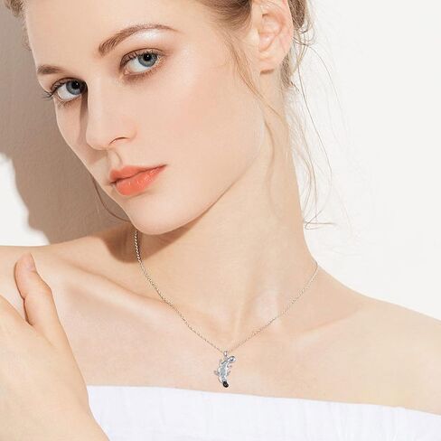 JERWLI قلادة النمس 925 فضة النمس قلادة القلائد للنساء الفتيات هدايا لعشاق النمس in Kuwait