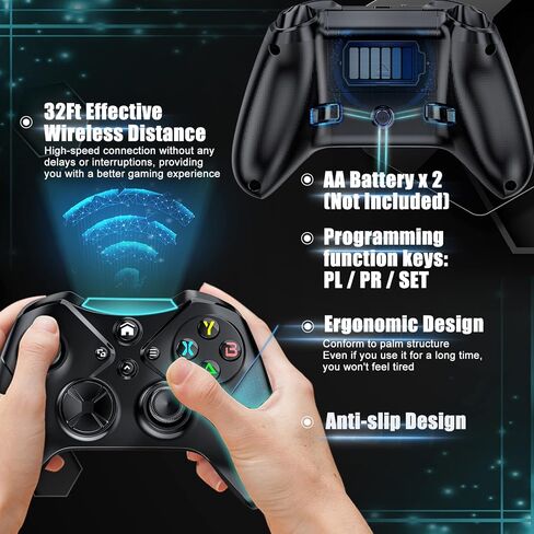 وحدة تحكم Gamrombo اللاسلكية متوافقة مع وحدة تحكم Xbox، وحدة تحكم الألعاب المتوافقة مع Turbo/Dual Vibration/Marco/Audio Jack in Kuwait