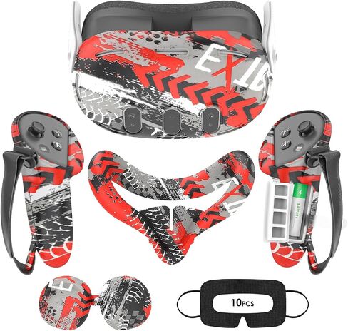 Tyasoleil VR Silicone Case for Meta Quest 3, Design Upgraded Accessories for Oculus Quest 3, Face Cover, Controller Grips (Black) in Kuwait