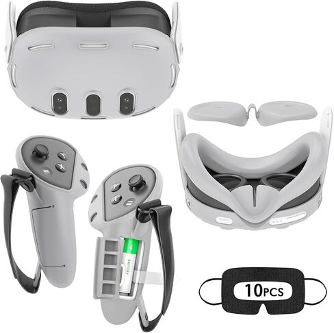Tyasoleil VR Silicone Case for Meta Quest 3, Design Upgraded Accessories for Oculus Quest 3, Face Cover, Controller Grips (Black) in Kuwait