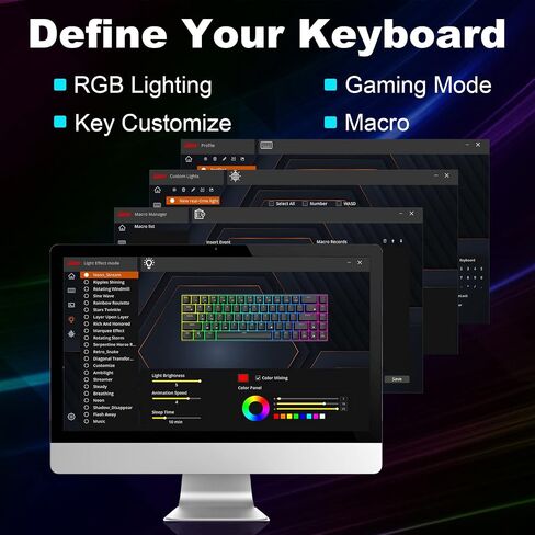 RK ROYAL KLUDGE RK68 Wired 65% Mechanical Keyboard, RGB Backlit Ultra-Compact 60% Layout 68 Keys Gaming Keyboard, Hot Swappable Keyboard with Stand-Alone Arrow/Control Keys, Red Switch White in Saudi Arabia