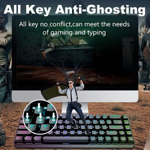 RK ROYAL KLUDGE RK68 Wired 65% Mechanical Keyboard, RGB Backlit Ultra-Compact 60% Layout 68 Keys Gaming Keyboard, Hot Swappable Keyboard with Stand-Alone Arrow/Control Keys, Red Switch White in Saudi Arabia