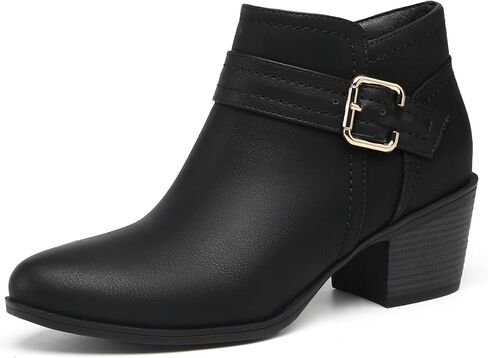 TYNDALL Women's Ankle Boots Chunky Heel Classic Low Heel Comfortable Western Side Zipper Booties Shoes in Saudi Arabia