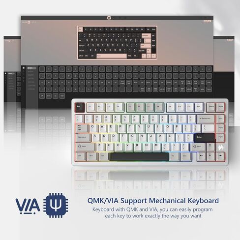 Womier SK75 75% Keyboard Full Aluminum Wireless Mechanical Gaming Keyboard | VIA Custom Pre-lubed POM Switches RGB Creamy Gaming Key board, 3-Modes Gasket Hot Swappable, Black in Saudi Arabia