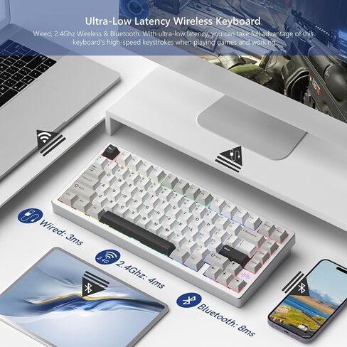 Womier SK75 75% Keyboard Full Aluminum Wireless Mechanical Gaming Keyboard | VIA Custom Pre-lubed POM Switches RGB Creamy Gaming Key board, 3-Modes Gasket Hot Swappable, Black in Saudi Arabia
