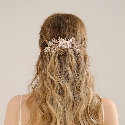 حجر الراين اليدوية الزفاف الشعر مشط ورقة الزفاف أغطية الرأس لؤلؤة الزفاف الذهب الجانب أمشاط للنساء الفتيات الزفاف وصيفه الشرف الشعر مشط الزفاف حفلة موسيقية عيد ميلاد حزب إكسسوارات الشعر (الذهب) in Kuwait