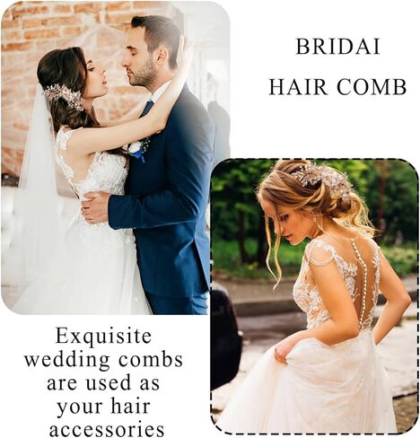 حجر الراين اليدوية الزفاف الشعر مشط ورقة الزفاف أغطية الرأس لؤلؤة الزفاف الذهب الجانب أمشاط للنساء الفتيات الزفاف وصيفه الشرف الشعر مشط الزفاف حفلة موسيقية عيد ميلاد حزب إكسسوارات الشعر (الذهب) in Kuwait