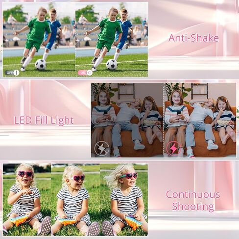 Digital Camera, 2024 Newest FHD 1080P Digital Camera for Kids with 16X Zoom, Flashlight, 32GB Card, 44MP Point and Shoot Camera Compact Small Digital Camera for Teens, Girls, Boys, Students - Pink in Saudi Arabia