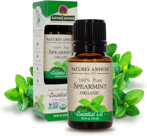 إجابة الطبيعة زيت إكليل الجبل العطري العضوي التابع لوزارة الزراعة الأمريكية، نقي 100% | زيت عطري طبيعي للناشر/المرطب، مقطر بالبخار، 0.5 أونصة سائلة. (15 مل) | صنع فى أمريكا in Kuwait