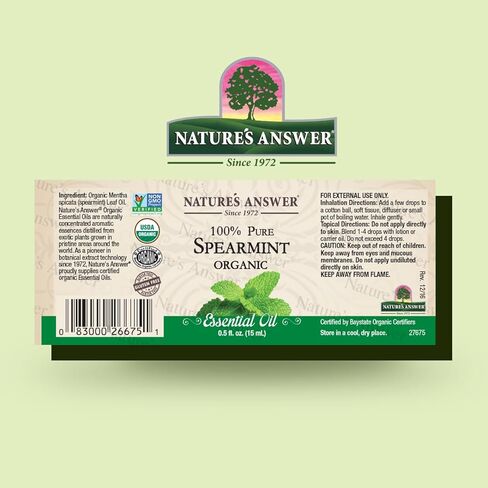 إجابة الطبيعة زيت إكليل الجبل العطري العضوي التابع لوزارة الزراعة الأمريكية، نقي 100% | زيت عطري طبيعي للناشر/المرطب، مقطر بالبخار، 0.5 أونصة سائلة. (15 مل) | صنع فى أمريكا in Kuwait