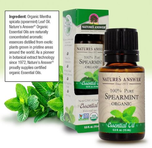 إجابة الطبيعة زيت إكليل الجبل العطري العضوي التابع لوزارة الزراعة الأمريكية، نقي 100% | زيت عطري طبيعي للناشر/المرطب، مقطر بالبخار، 0.5 أونصة سائلة. (15 مل) | صنع فى أمريكا in Kuwait