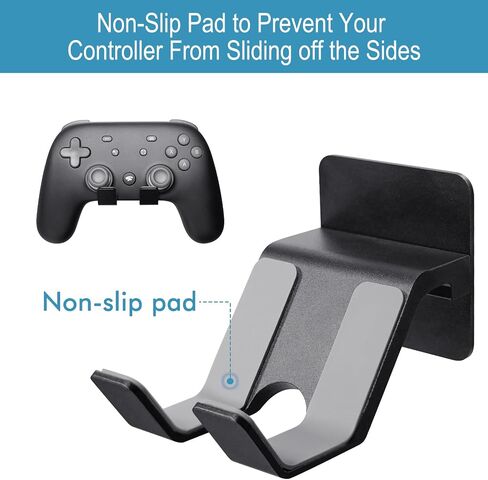 Controller Holder Wall Mount (2 Pack) - Metal Gaming Controller Stand for Xbox Series X S, PS5 PS4 Switch Pro Nintendo and More Controllers, PC Gaming Stuff Accessories with Stable 3M Adhesive (Black) in Saudi Arabia