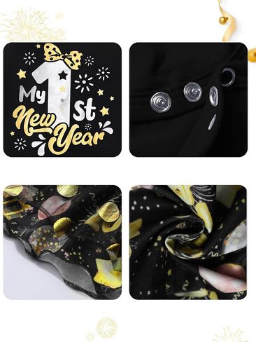 New Years Baby Girl Outfit, My 1st New Years Letter Print Long Sleeve Romper and Flared Pants 2PCS New Years Eve Outfit in Kuwait