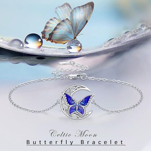 Twoowl Dragonfly Bracelet 925 Sterling Silver Celtic Moon Bracelet Irish Celtic Jewelry Gifts for Women Girls, 15mm/0.6'', Sterling Silver , Cubic Zirconia in Kuwait