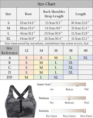حمالة صدر رياضية للنساء بسحاب أمامي متقاطعة وحمالة صدر لليوجا متوسطة الدعم مع أكواب قابلة للإزالة، أبيض، مقاس L in Kuwait