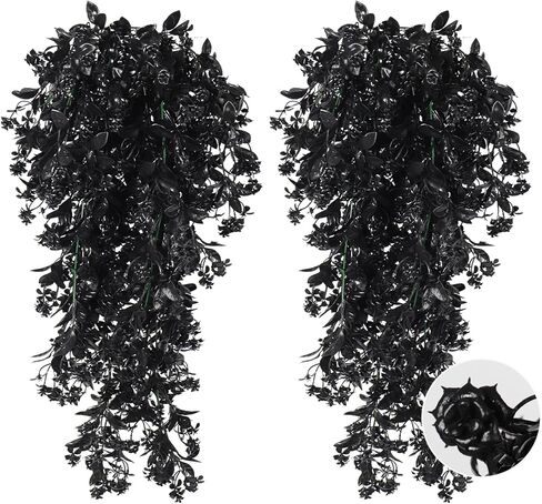 RECUTMS Outdoor Artificial Hanging Flowers 4Pcs Fake Greenery Shrubs UV Resistant Faux Plastic Plants for Farmhouse Kitchen Office Party Summer Decor Indoor (Orange) in Kuwait