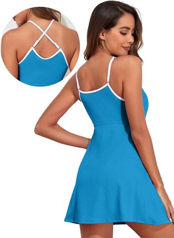 Aleumdr Athletic One Piece Swimsuits Tummy Control Tankini Bathing Suits for Women Ribbed Swimsuits Skirt Swimwear with Pocket Oatmeal Medium in Saudi Arabia