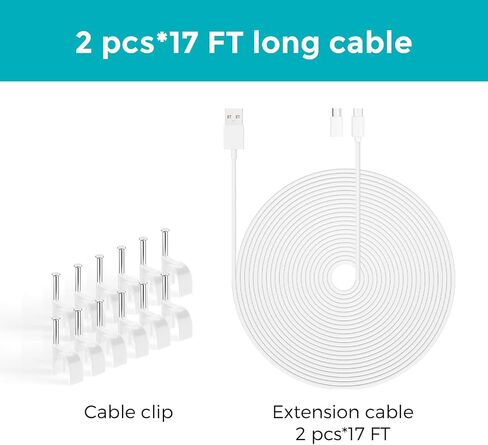 1-Pack 17FT Power Extension Cable for Blink Outdoor 4 & 3rd Gen, USB to Micro USB Charging & Data Sync Cord – Durable, White in Saudi Arabia