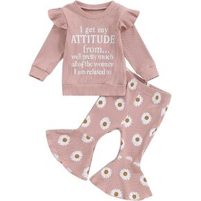 NZNDSHD Fall Toddler Girl Outfit Daddys Girl/Aunt Baby Clothes Infant Long Sleeve Pullover Top Daisy Bell Bottom Pants Set