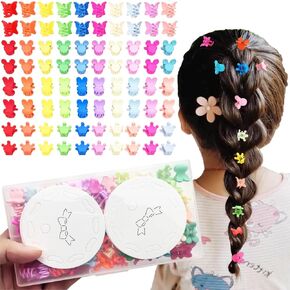 80Pcs Mini Hair Clips and Claws for Girls,Cute Tiny Bangs Hair Claws for Thin Fine Hair,Assorted 10 Colors and 4 Shapes, with Transparent Box
