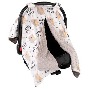 Top Tots Deluxe Minky Baby Car Seat Cover - Critter Heads, 40 x 29 Inch Grey