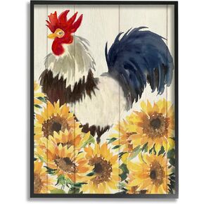 Stupell Industries Country Rooster & Sunflowers Framed Giclee Art by Corinne Haig