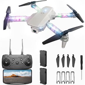 BEZGAR Mini Drone with Camera for KIds - 720P HD FPV RC Quadcopter with 90° Adjustable Lens, Coloeful LED Lights, Gestures Selfie, One Key Start, 360° Flips,Toys Gifts RC Drone for Boys Girls Black