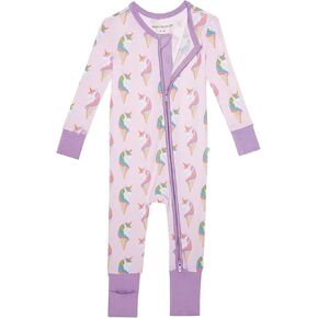 Posh Peanut Convertible Baby Sleepers - Footless Baby Pajamas with 2 Way Zipper for Easy Diaper Changes (Newborn/0-3 Months) Unicorn Ice Cream