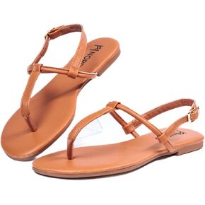 Nord Violet Flat Thong Sandals with T-Strap and Adjustable Ankle Buckle for Women